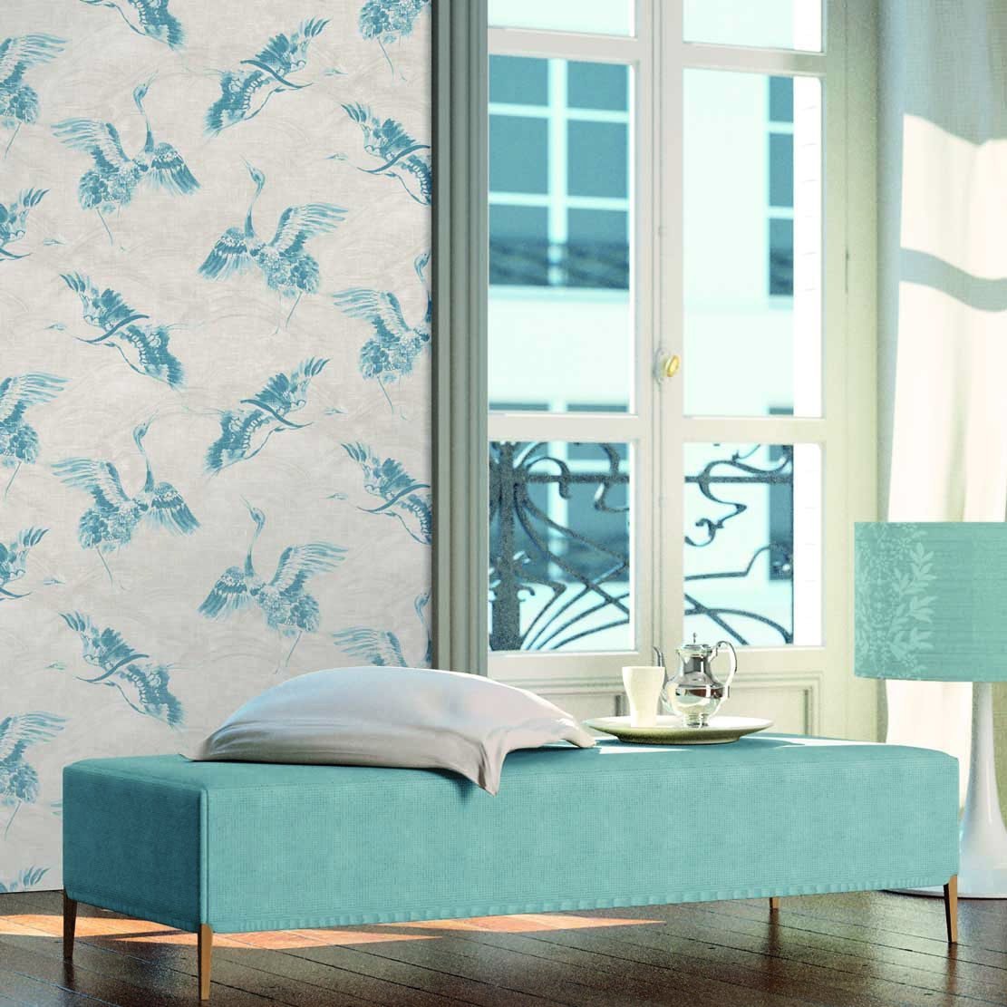 Обои A.S.CREATION Linen Style 36631-2 для гостиной спальни с птицами