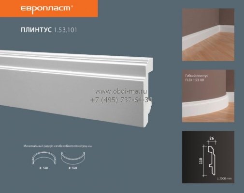 Лепнина ЕВРОПЛАСТ Напольные плинтуса 1-53-101 изображение 1