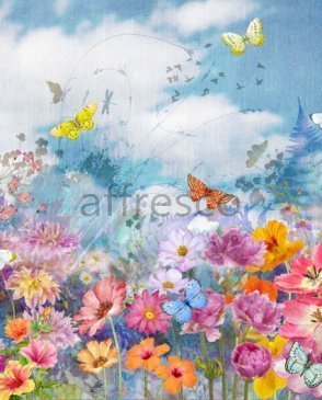 Фрески панно с бабочками, насекомыми New Art RE203-COL1 изображение 0