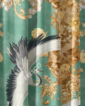 Фрески с птицами зеленые Art Fabric Ткани FA1326-COL5 изображение 0