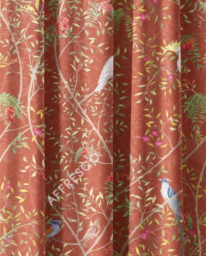 Фрески Affresco с птицами красные Art Fabric Ткани FA1505-COL1 изображение 0