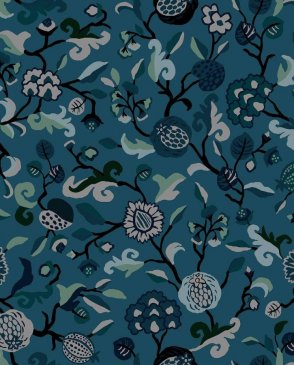 Обои с листьями синие с текстильным покрытием Armani Casa Precious Fibers 3 GA79701 изображение 0