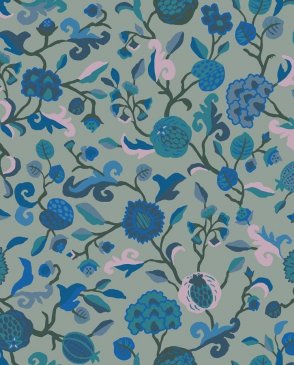 Обои с листьями голубые с текстильным покрытием Armani Casa Precious Fibers 3 GA79704 изображение 0