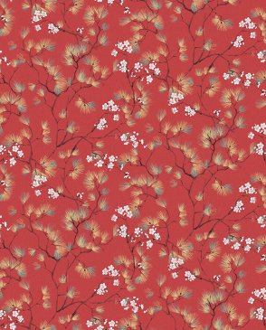 Обои с маленькими цветами красные Kimono KIM107 изображение 0