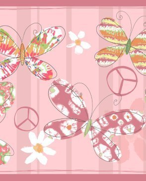 Обои бордюр с бабочками, насекомыми для детской Pajama Party KJ51951B изображение 0
