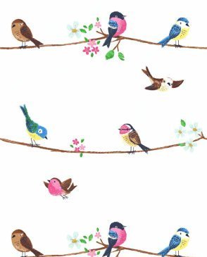 Обои с птицами для детской разноцветные Pajama Party KJ52202 изображение 0