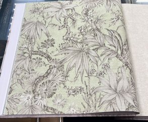 Обои A.S. Creation, Rasch, Zambaiti Parati, Little Greene с листьями зеленые, синие Alive 79055-4 изображение 2