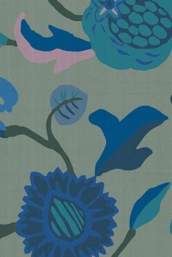 Обои с листьями голубые с текстильным покрытием Armani Casa Precious Fibers 3 GA79704 изображение 3