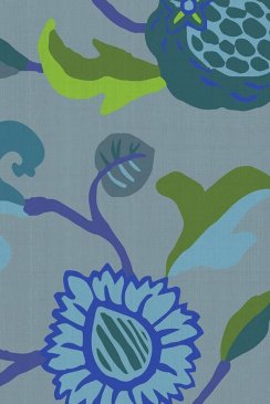 Обои с листьями голубые с текстильным покрытием Armani Casa Precious Fibers 3 GA79702 изображение 4