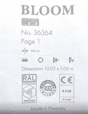 Обои с листьями для спальни Bloom 36364 изображение 3
