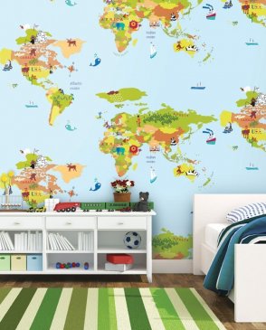 Обои с картами для детской разноцветные Dream World A5055-1 изображение 1