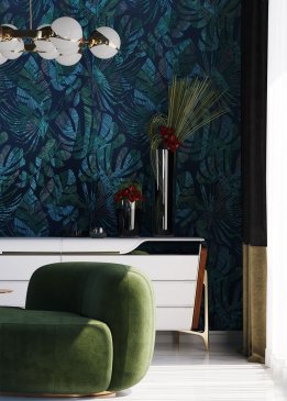 Обои с листьями для гостиной с текстильным покрытием Amazon River AR6602 изображение 1