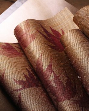 Обои с листьями серые с текстильным покрытием Akaishi 312495 изображение 1