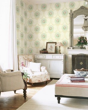 Обои бумажные зеленые Cottage Elegance DL20802 изображение 1