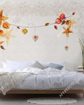 Фрески Affresco с листьями оранжевые Fine Art RE905-COL1 изображение 1